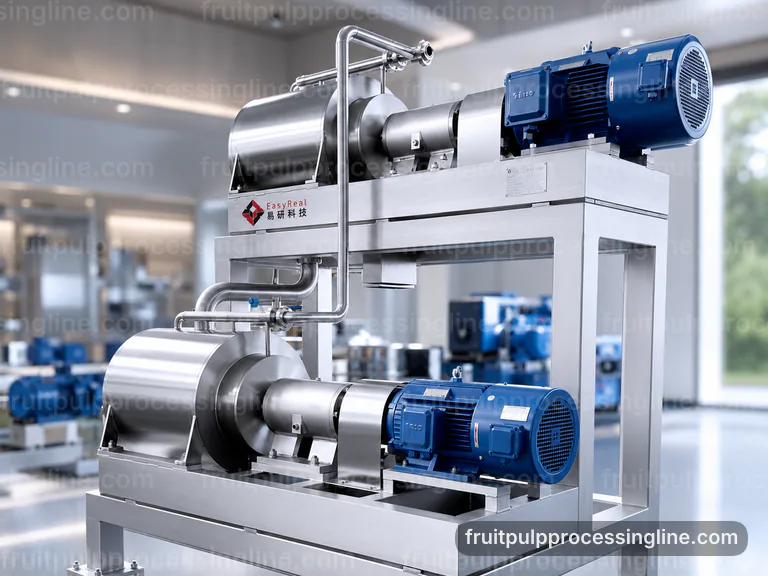 industrial fruit pulp processing line, buying considerations: pulping with interchangeable screens section connection view