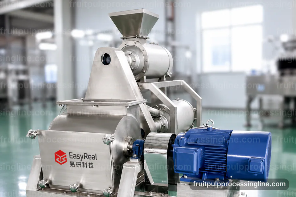 industrial fruit pulp processing line, hygienic design: screen change pulper operating stage