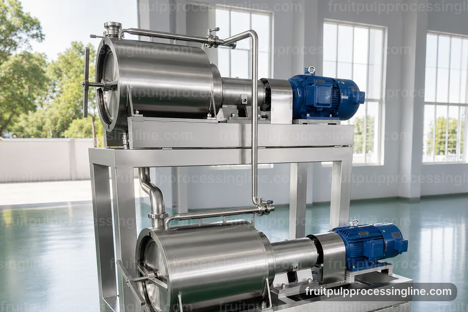 industrial fruit pulp processing line, installation and maintenance: screen change pulper operating stage