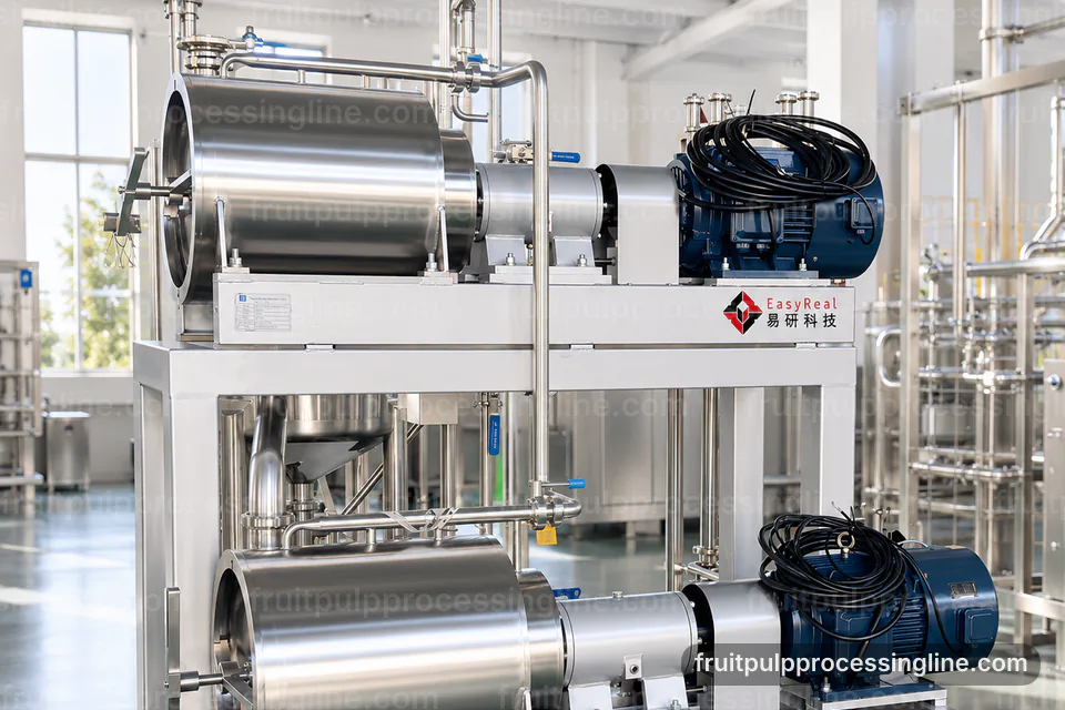 Industrial Fruit Pulp Processing Line: Process Sequence Operating Stage industrial fruit pulp processing line, process sequence: pulping with interchangeable screens section operating stage