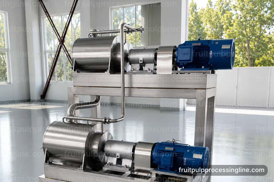 Industrial Fruit Pulp Processing Line: Performance Troubleshooting Operating Stage industrial fruit pulp processing line, performance troubleshooting: pulping with interchangeable screens section operating stage