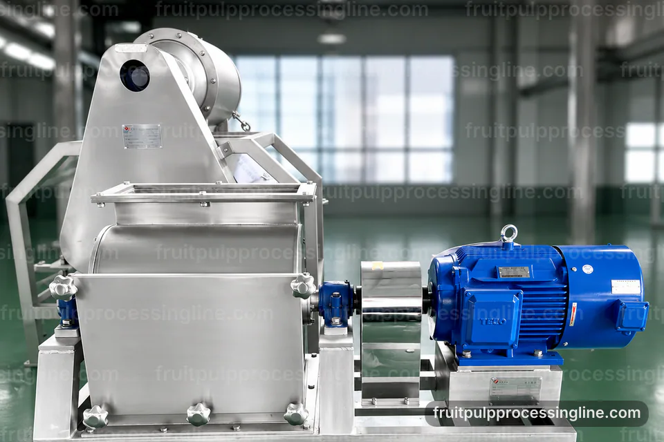 industrial fruit pulp processing line, operating principle: screen change pulper operating stage